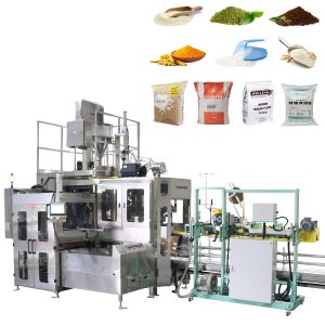 Automatic bulk powder product weighing filling bagging conveying and palletizing line